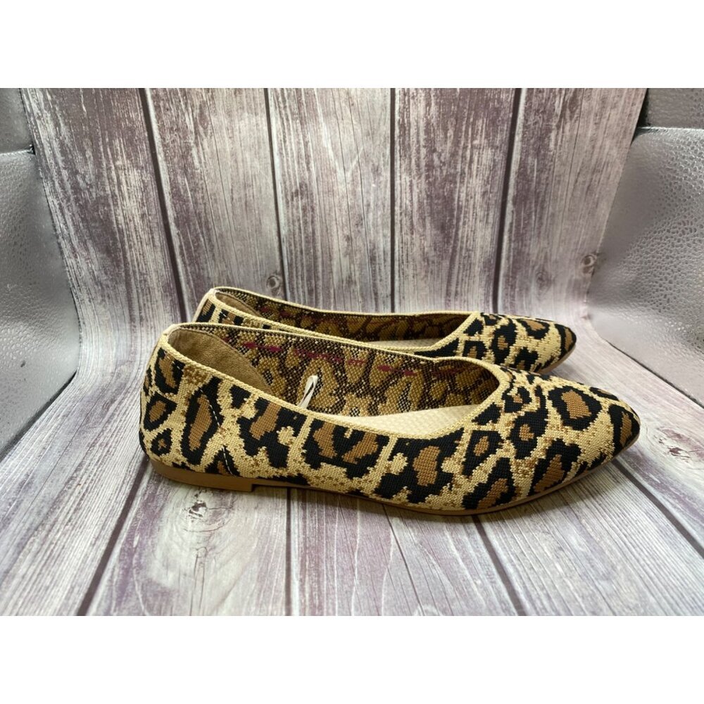 Skechers Cleo Point Washable Knit Ballet Flats Tan Brown Leopard Print 6.5
